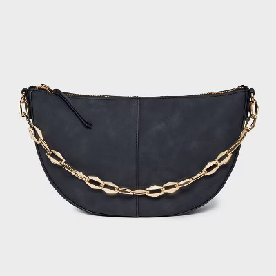 Slouched Half-Moon Shoulder Bag - Universal Thread™ Black | Target