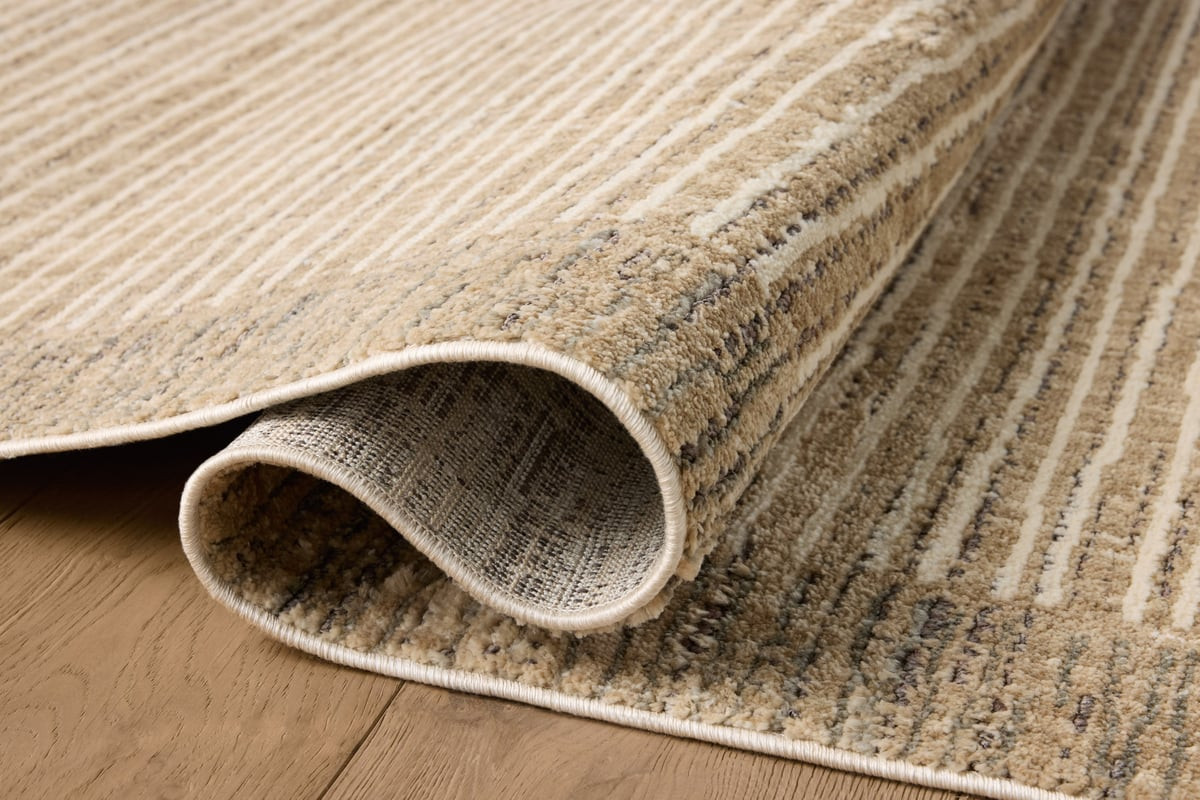 Bleecker BLE-02 Sand/Charcoal Striped Area Rug | Rugs Direct