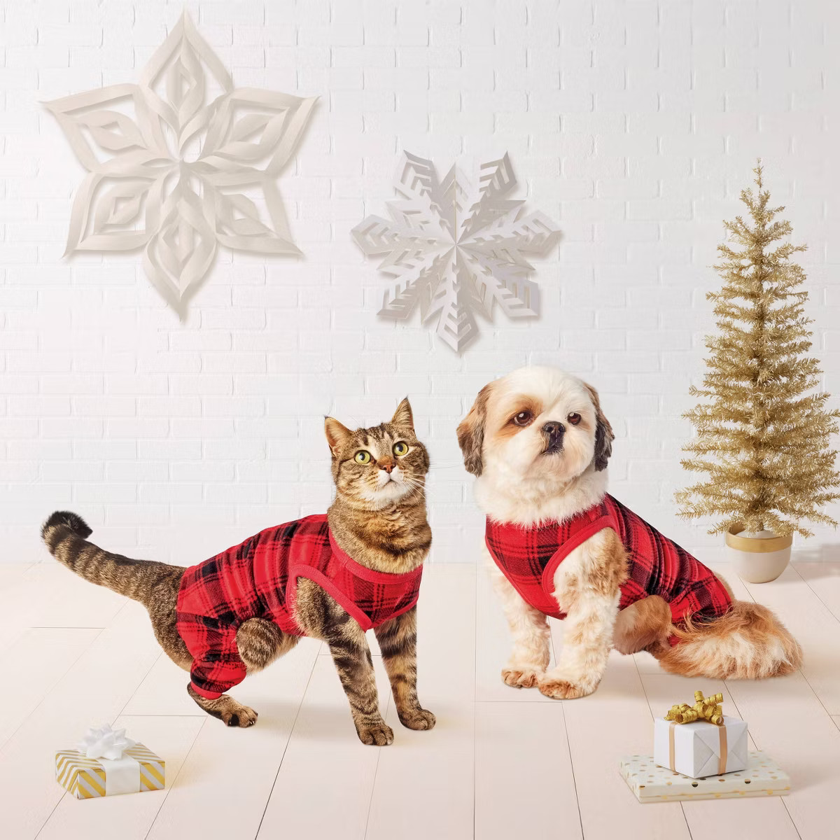 Plaid Brushed Fleece Dog and Cat Pajamas - Wondershop™ Red/Black S | Target