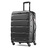 Samsonite Omni PC Hardside Expandable Luggage with Spinner Wheels, Checked-Medium 24-Inch, Black | Amazon (US)