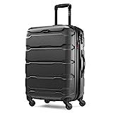 Samsonite Omni PC Hardside Expandable Luggage with Spinner Wheels, Checked-Medium 24-Inch, Black | Amazon (US)