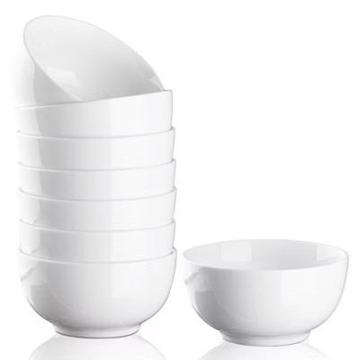 Professional Set Of 8 White Ceramic Bowls (10 Oz) – Durable Tableware For Soup, Cereal, Desserts, And Snacks – Easy To Clean And Versatile | Target