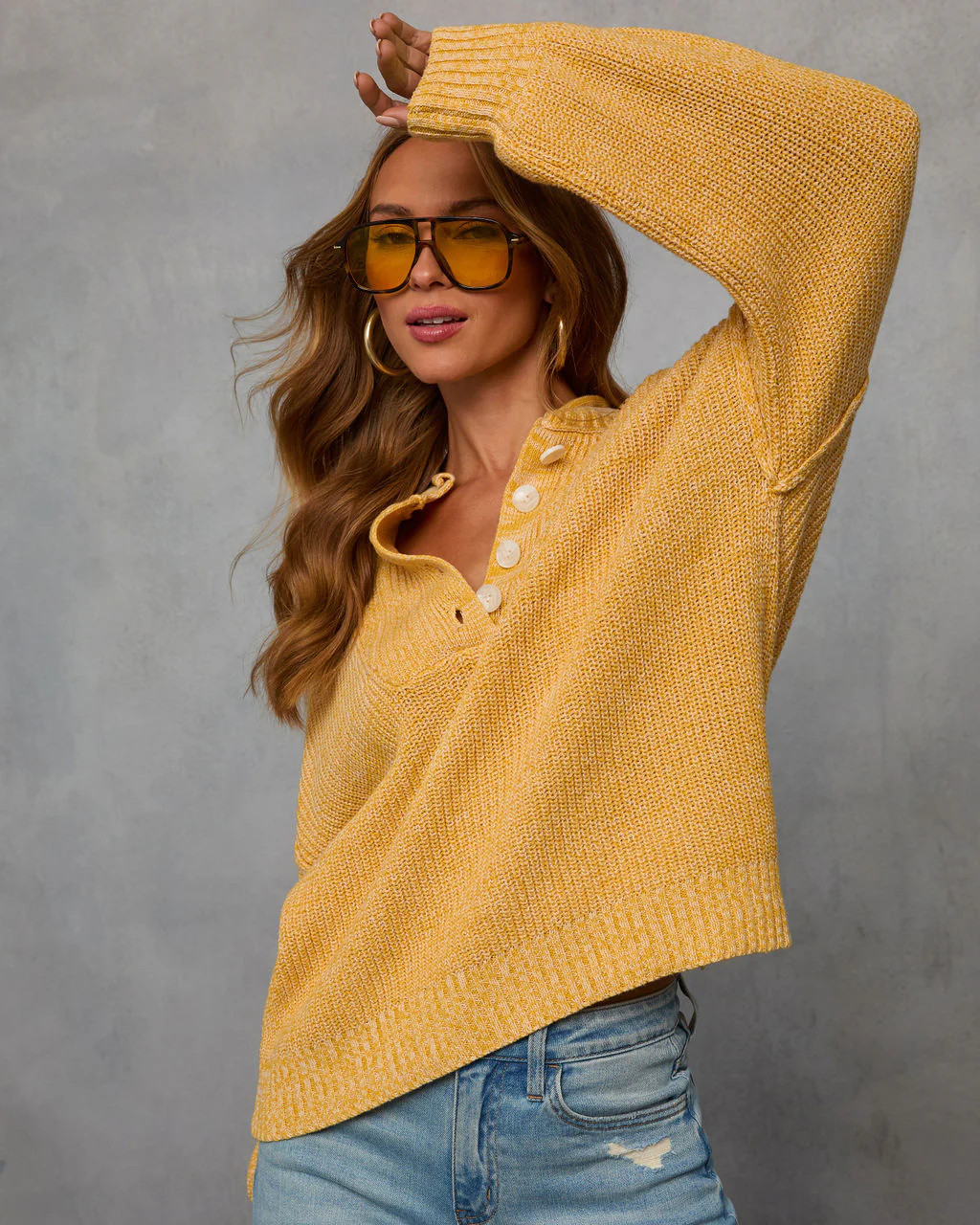 Campground Cotton Blend Henley Sweater | VICI