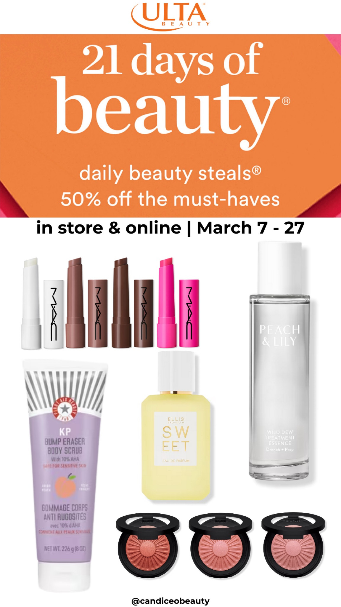 March 12 deals for ULTA 21 Days of Beauty. Get 50% off of your faves or try something new  

#LTKBeauty #LTKOver40 #LTKSaleAlert