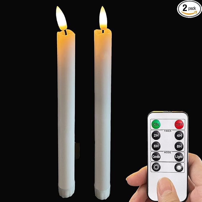 LOVECANDOU Led Flameless Flickering Battery Operated White Taper Candles with Remote,3D Electric ... | Amazon (US)