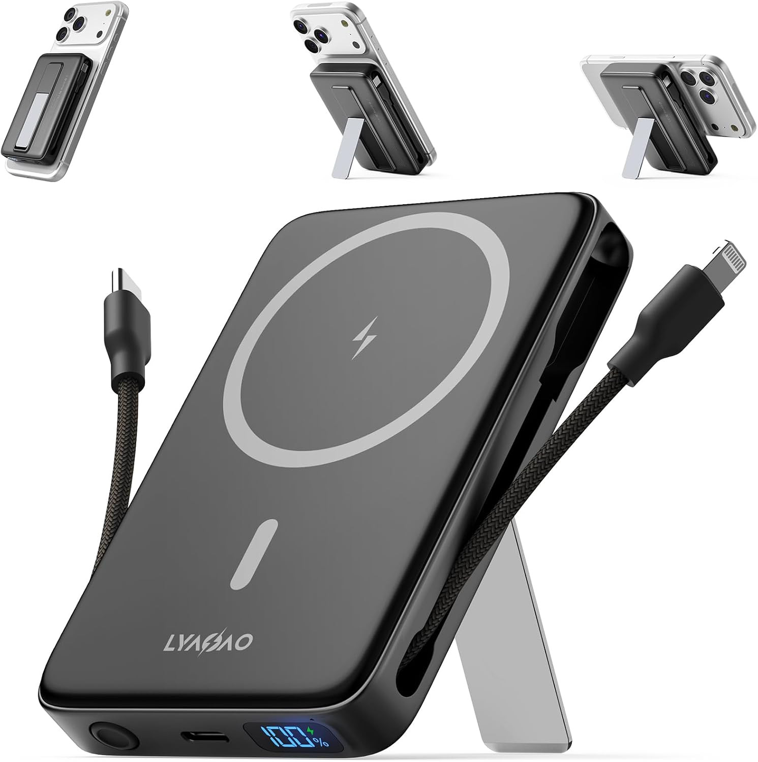 Magnetic Portable Charger 10000mAh, 22.5W Power Bank with Built in Cable | Amazon (US)