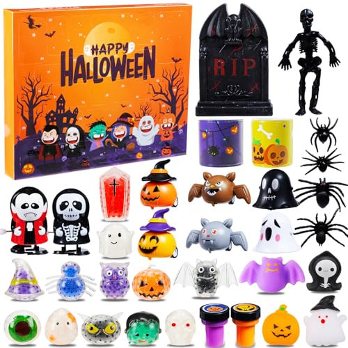 Halloween Advent Calendar 2024 Halloween Gifts for Kids, 31 Day Non Candy Countdown Calendar Gifts with Assorted Halloween Toys Suprise Gifts for Kids | Amazon (US)