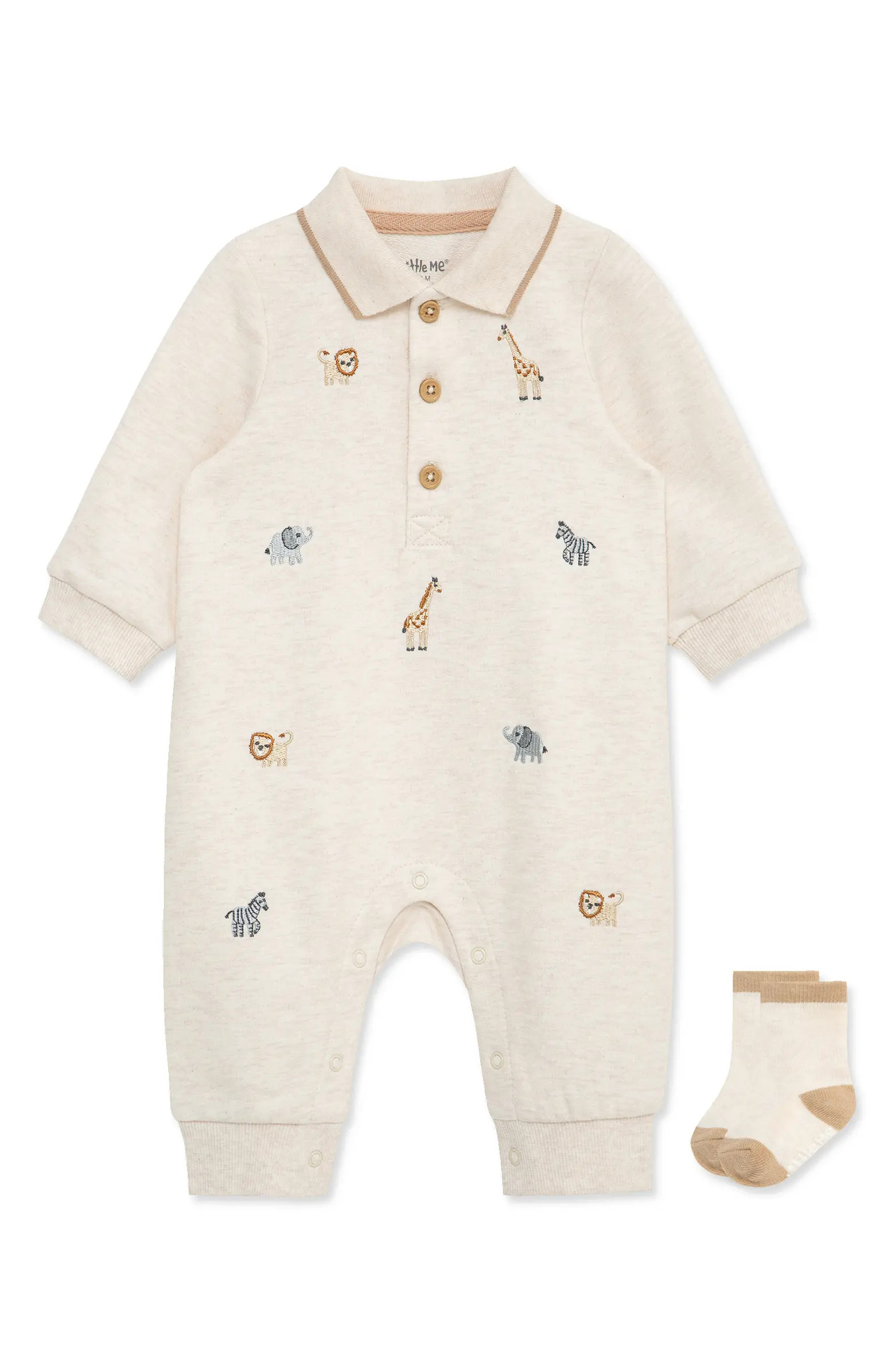 Safari Polo Romper & Socks Set | Nordstrom