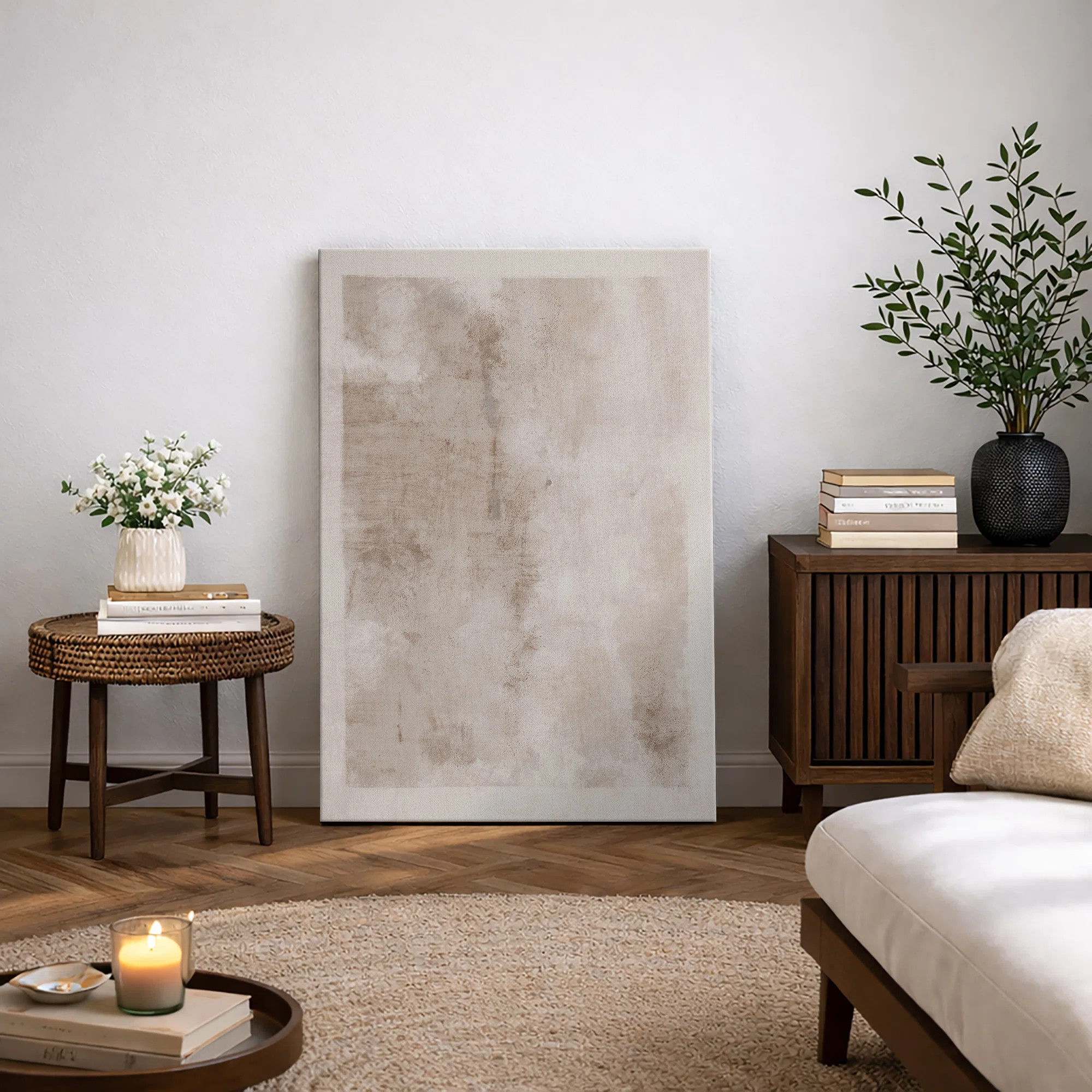 Neutral Minimalist Abstract Beige Wall Artwork, Modern Soft Tone Canvas Pictures, Framed Canvas Giclee Print Wall Art | Wayfair North America