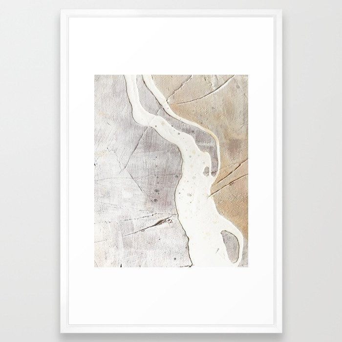 Feels: a neutral, textured, abstract piece in whites by Alyssa Hamilton Art Framed Art Print | Society6