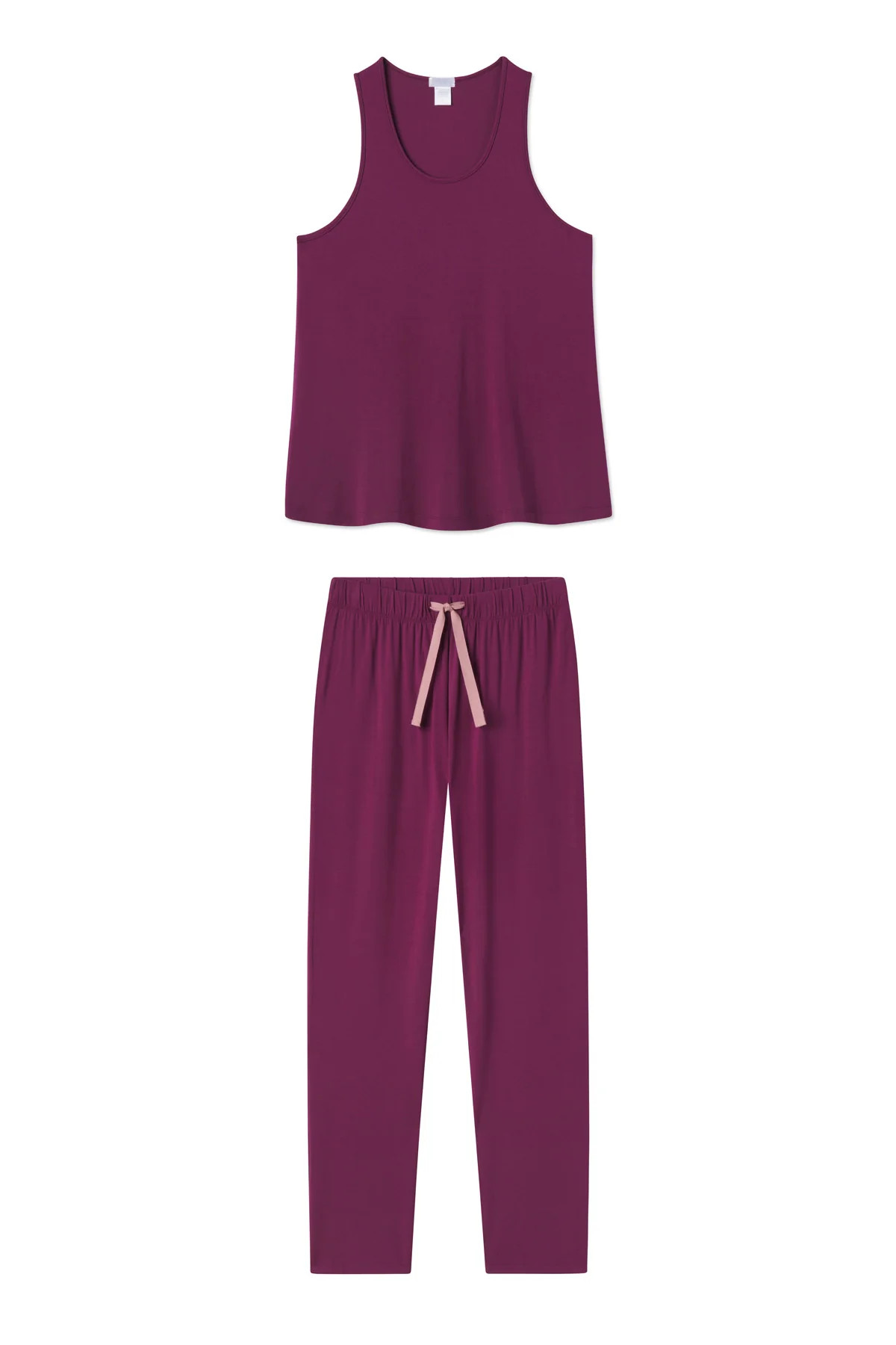DreamKnit Ribbon Tank-Long Set in Amaranth | Lake Pajamas