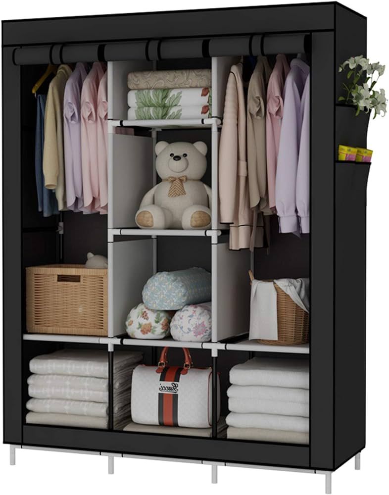 UDEAR Portable Wardrobe Closet Clothes Organizer Non-Woven Fabric Cover with 6 Storage Shelves, 2... | Amazon (CA)