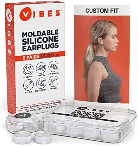 Silicone Ear Plugs - 6 Pairs Vibes Reusable Earplugs For Sleep, Custom Waterproof Moldable Gel, 32 d | Amazon (US)