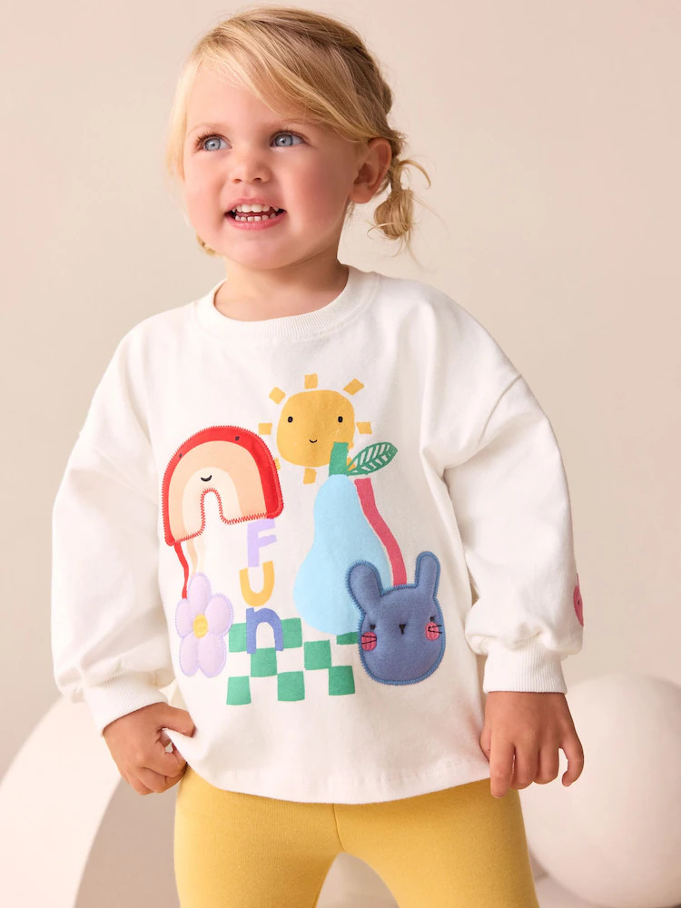 Buy Ecru Padded Rainbow Character Long Sleeve T-Shirt (3mths-7yrs) from Next USA | Next US