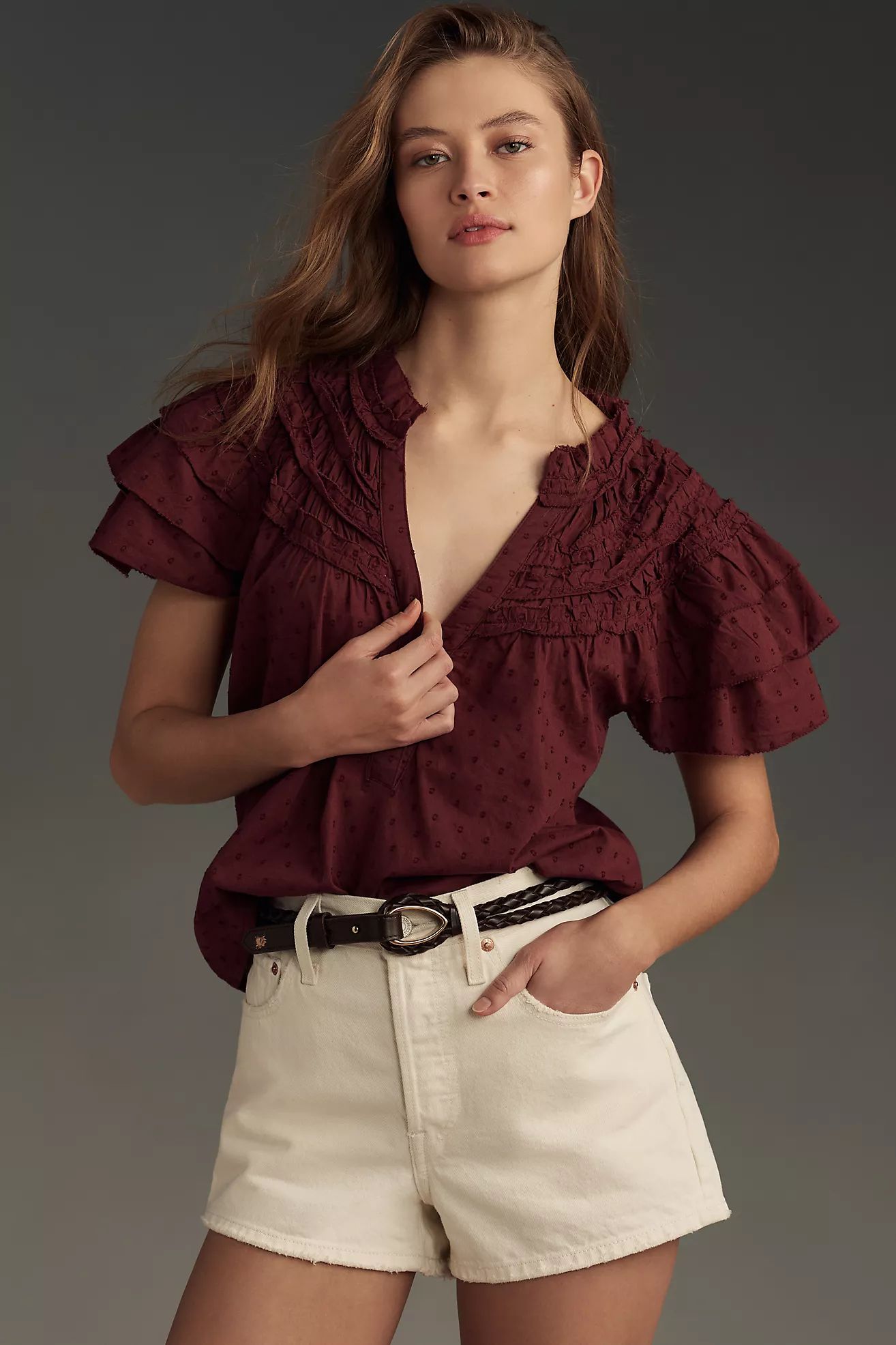 By Anthropologie Layered-Sleeve Henley Top | Anthropologie (US)