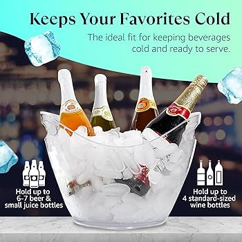 Large Ice Bucket for Parties, 8L Drink Bin, Clear Champagne Bucket, Mimosa Bar Supplies, Wine Buc... | Amazon (US)