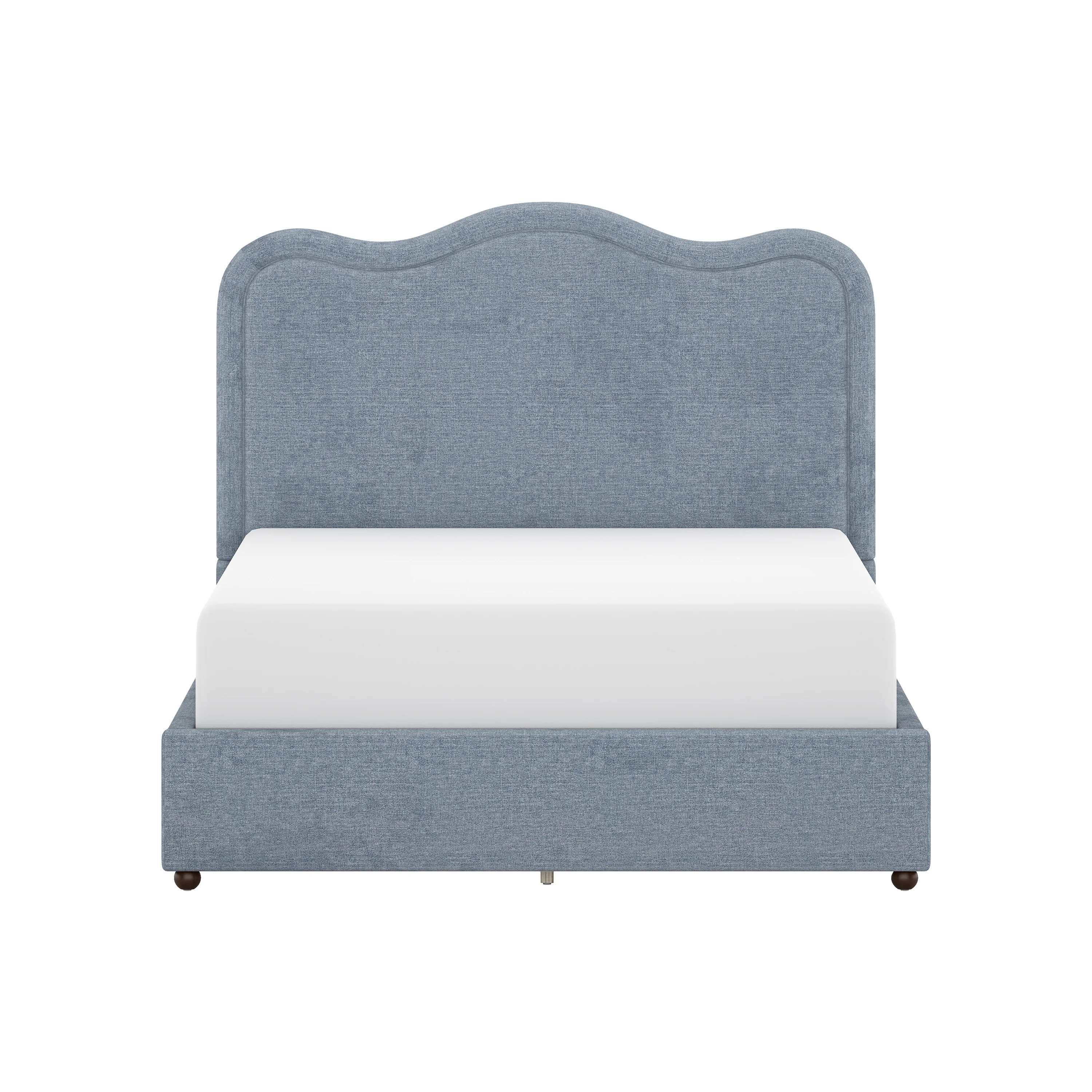 Azu Upholstered Scallop King Platform Bed, Cream | Birch Lane