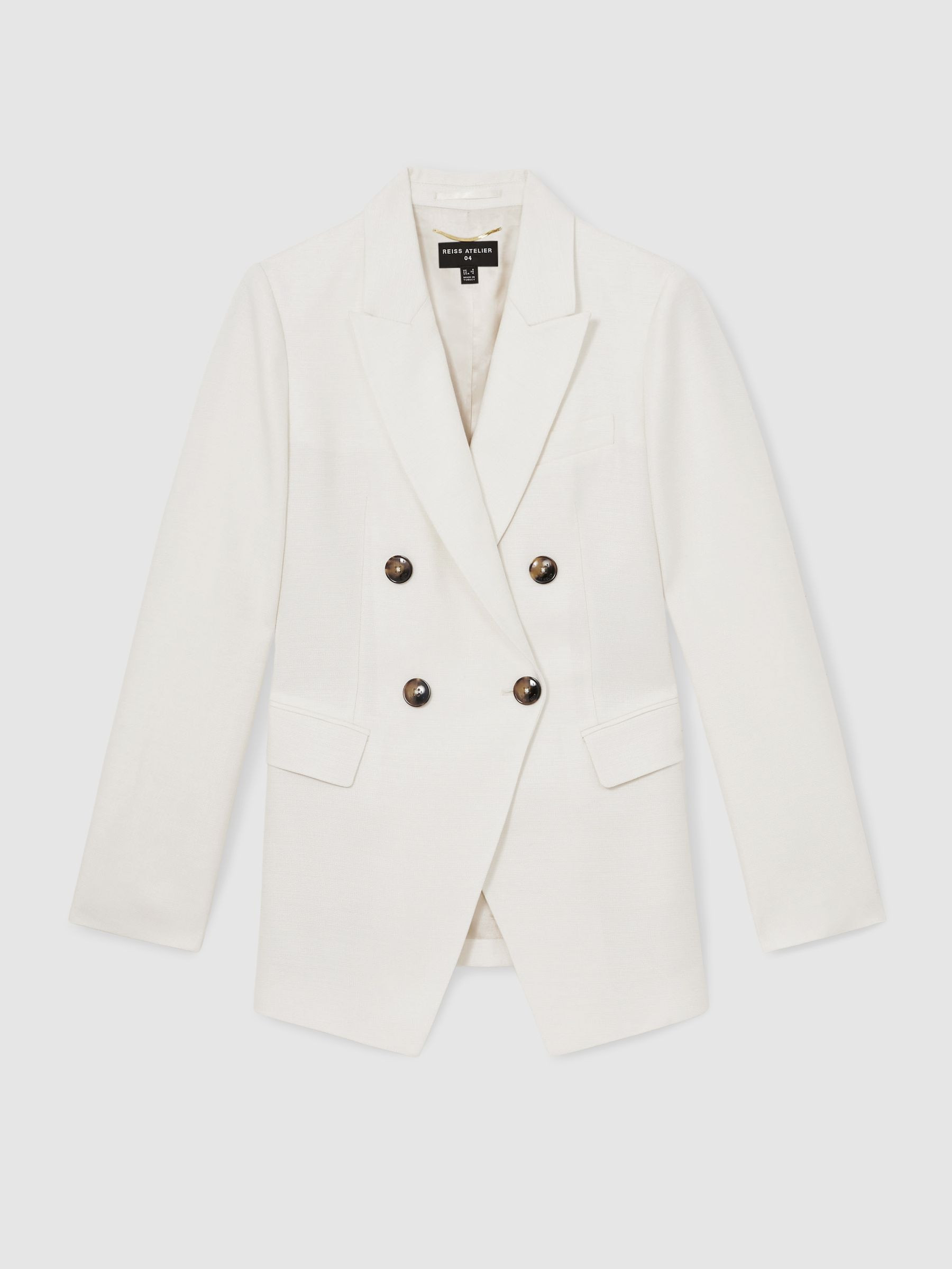 Reiss Atelier Double-Breasted Suit Blazer in White | REISS | Reiss US