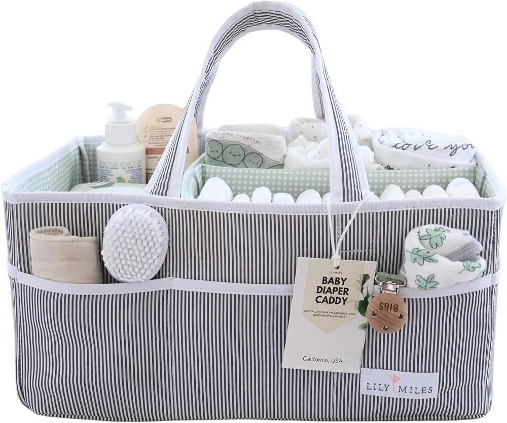 Lily Miles Baby Diaper Caddy - Large Organizer Tote Bag for Baby essentials Boy or Girl - Baby Sh... | Amazon (US)