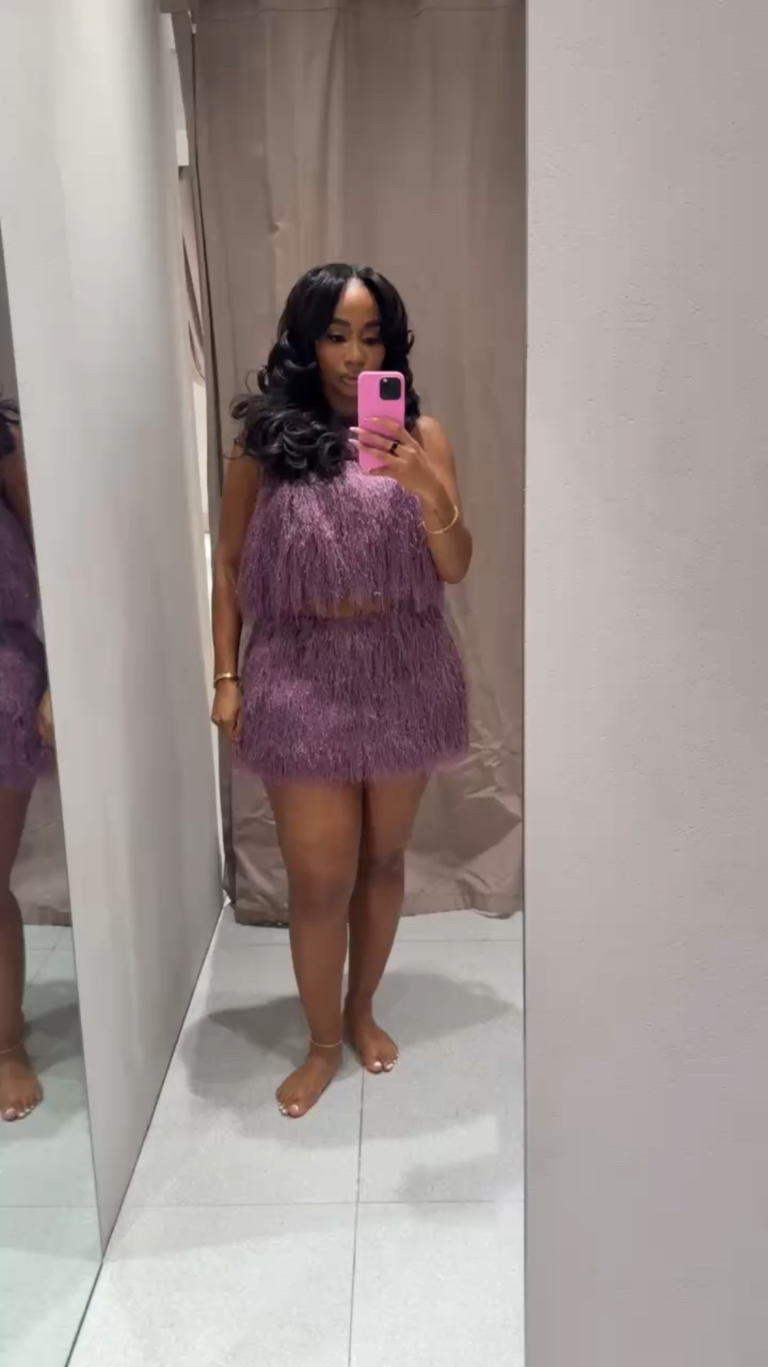 Pink fringe top and skirt! Festive skirt set find! 

#LTKFindsUnder100 #LTKootd