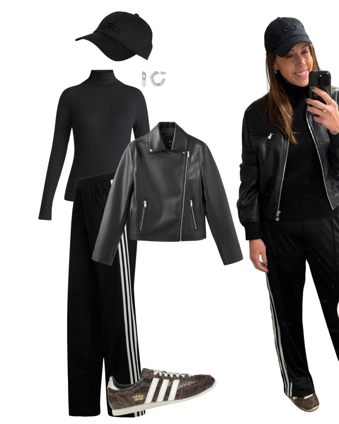 Bookmarking this one for later. 🖤
My jacket is old Mango, but found a great updated version. Pants size M. Shoes in green are on sale! 

#LTKootd #LTKSaleAlert #LTKMidsize