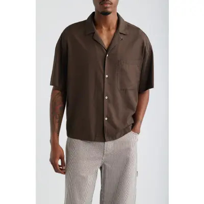 Elwood Boxy Camp Shirt in Lotus/Black Stripe at Nordstrom, Size X-Large | Nordstrom