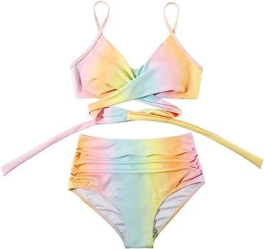 SUUKSESS Women Wrap Bikini Set Push Up High Waisted 2 Piece Swimsuits | Amazon (US)
