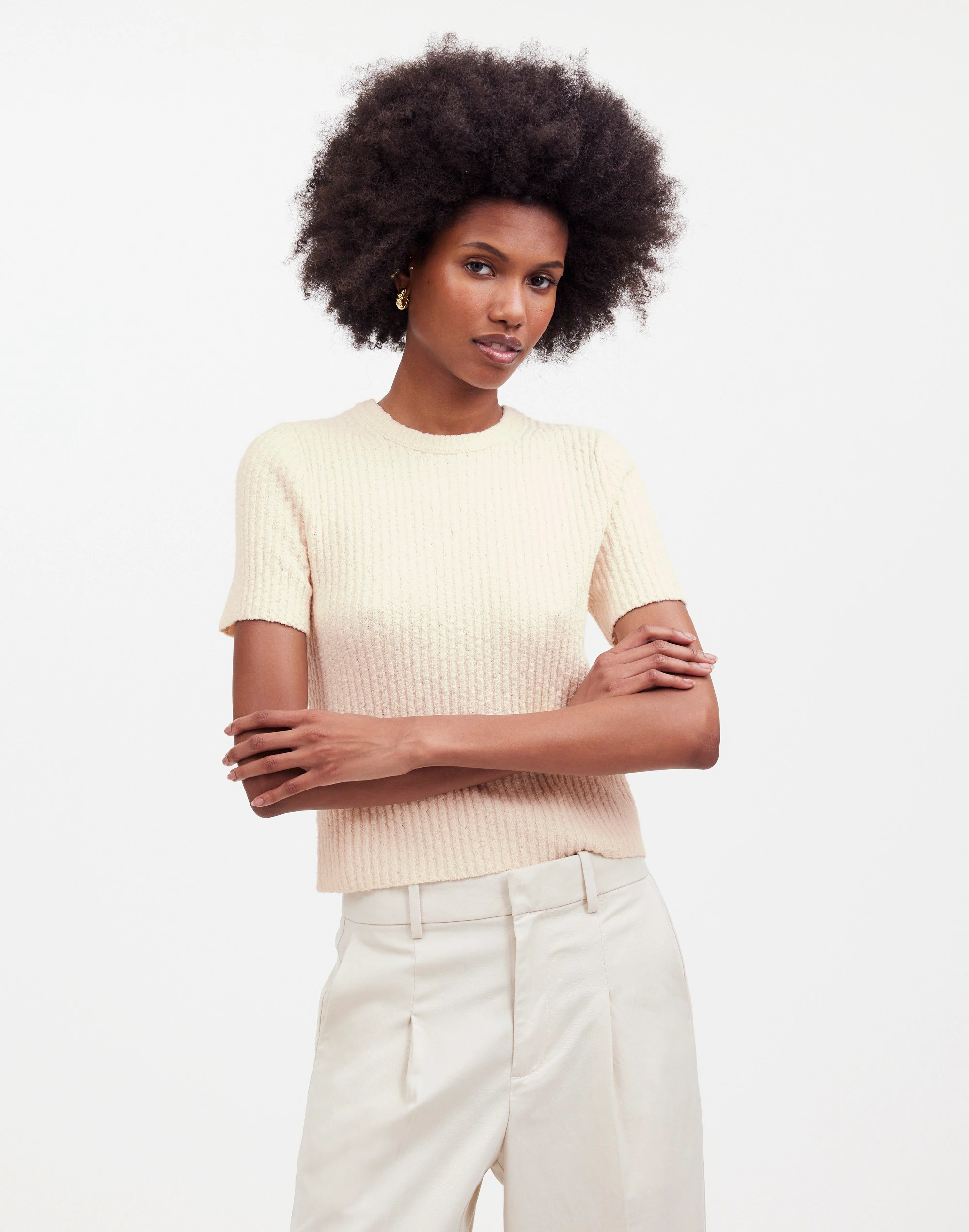 Bouclé-Knit Crewneck Sweater Tee | Madewell