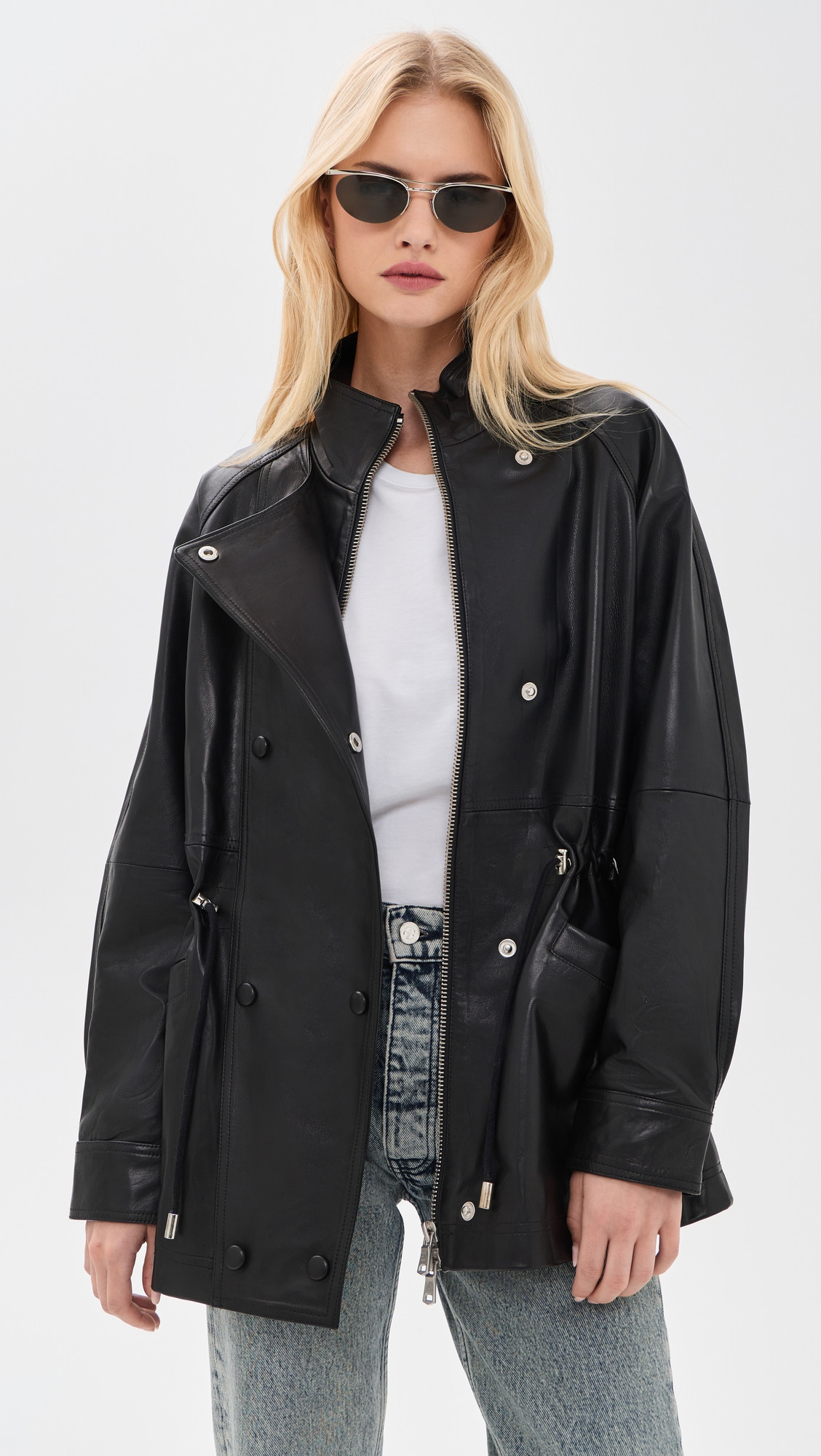 Avec Les Filles Slouchy Leather Anorak Black XL | Shopbop