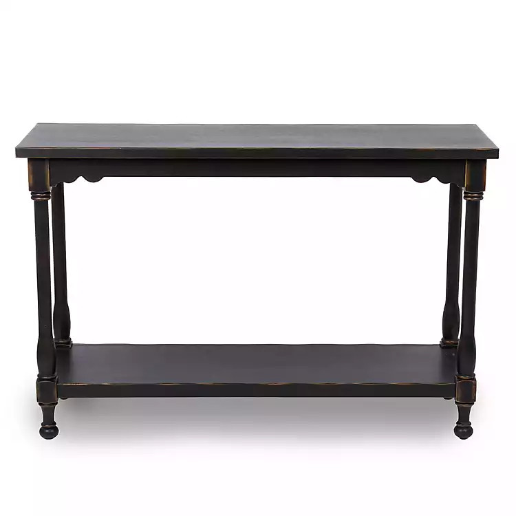 Distressed Black Wood Dain Console Table | Kirklands