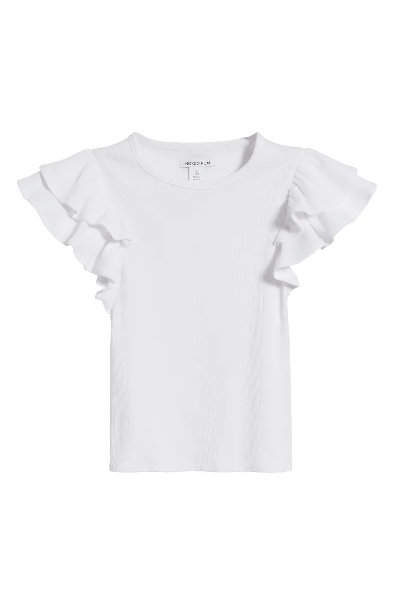 Nordstrom Kids' Flutter Sleeve Rib T-Shirt | Nordstrom | Nordstrom