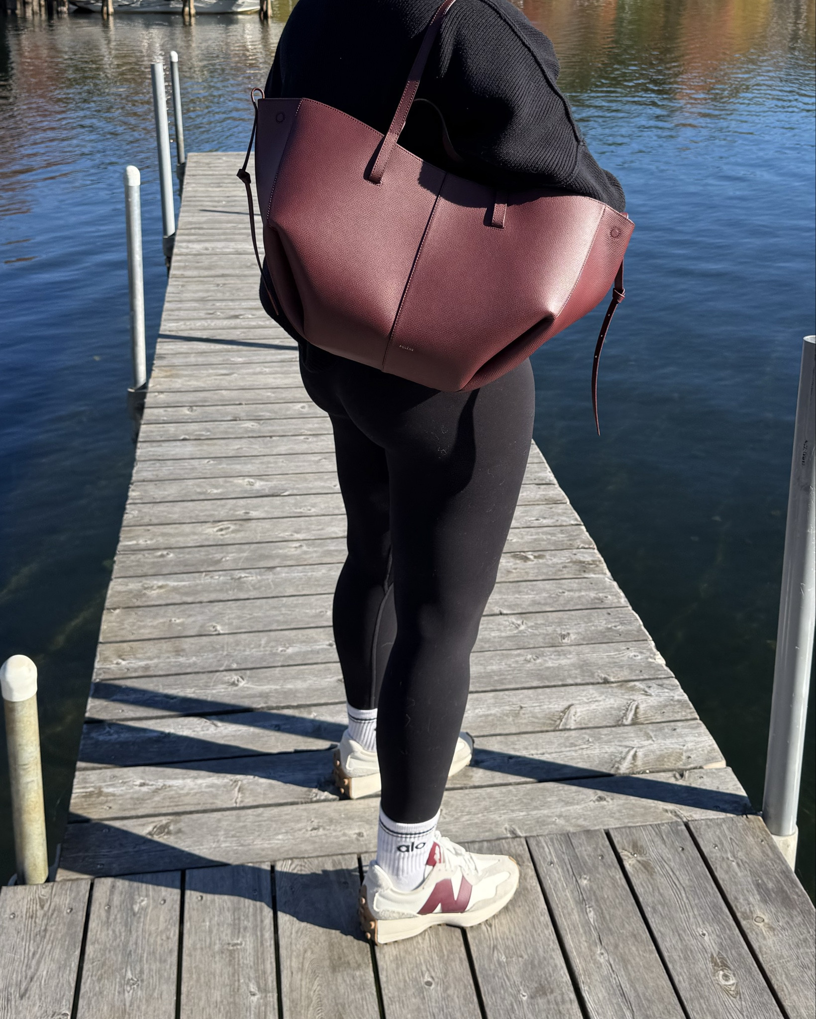 Comfy pregnancy outfit during our New England trip. Leggings are size 6 non maternity; sweater is S non maternity but so oversized that it works! These are my new favorite New Balance sneakers TTS 

#LTKTravel #LTKBump