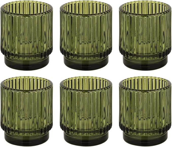 Koyal Wholesale Ribbed Glass Votive Holders (Olive Green, 6) | Amazon (US)