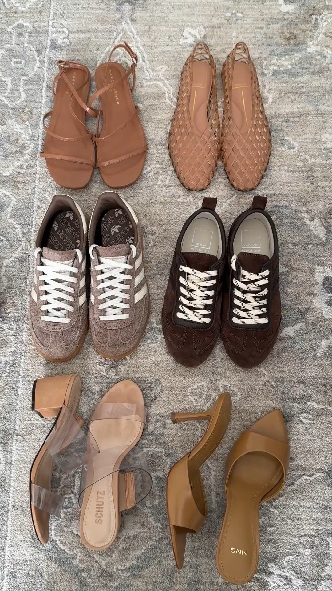 SIzing info below! I'm usually a 5 to 5.5 in most brands. More neutral sandals also linked under similar 

• Marc Fisher strappy sandals . I got 5.5 comfortable and sleek, no issues with the front strap 

• Dolce Vita jelly flats in Mocha size 5, size down if you're a half size

• Adidas handball spezial sneakers 5, runs big and fits loose on me but so comfy and supportive. would size down half if they made smaller

• Dolce Vita suede sneakers runs small, size up! I took a 6 for a comfortable fit
• Mango sandal heels 5, go leather instead of patent leather. also comes in lower heel

• Schutz clear block heel sandals 5.5

• Sam Edelman Loraine loafers 5.5 very comfy and tts. 

• Sam Edelman slingback heels 5.5 slightly narrow at toes so I went with my bigger half 

#LTKspring #LTKspringtrends spring shoe lineup for work to travel 

#LTKmomlife #LTKSeasonal