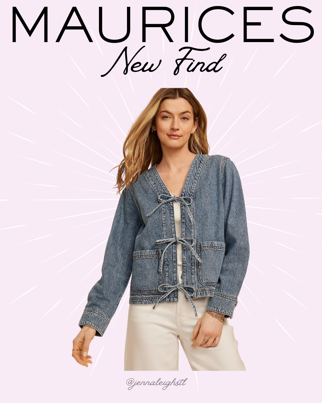 New Maurices find

This triple tie front denim jacket is 30% off and such a cute lightweight layer for spring and summer 

 #LTKSeasonal #LTKSaleAlert #LTKMidsize
