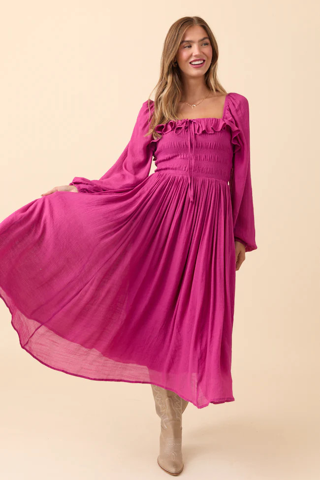 Summer Berry Smocked Maxi Dress | Pink Lily
