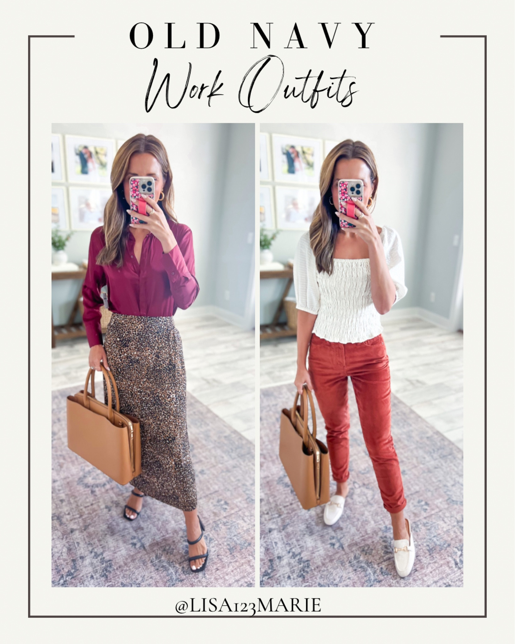 Old navy fall outfits. Old navy work outfits. Old navy teacher outfits. Old Navy workwear. Corduroy ankle straight pants (00 regular, runs big so size down). Work tops (XS petite). Leopard skirt (XS petite, runs big so size down). Work shoes (TTS). 

#LTKworkwear #LTKshoecrush #LTKunder50