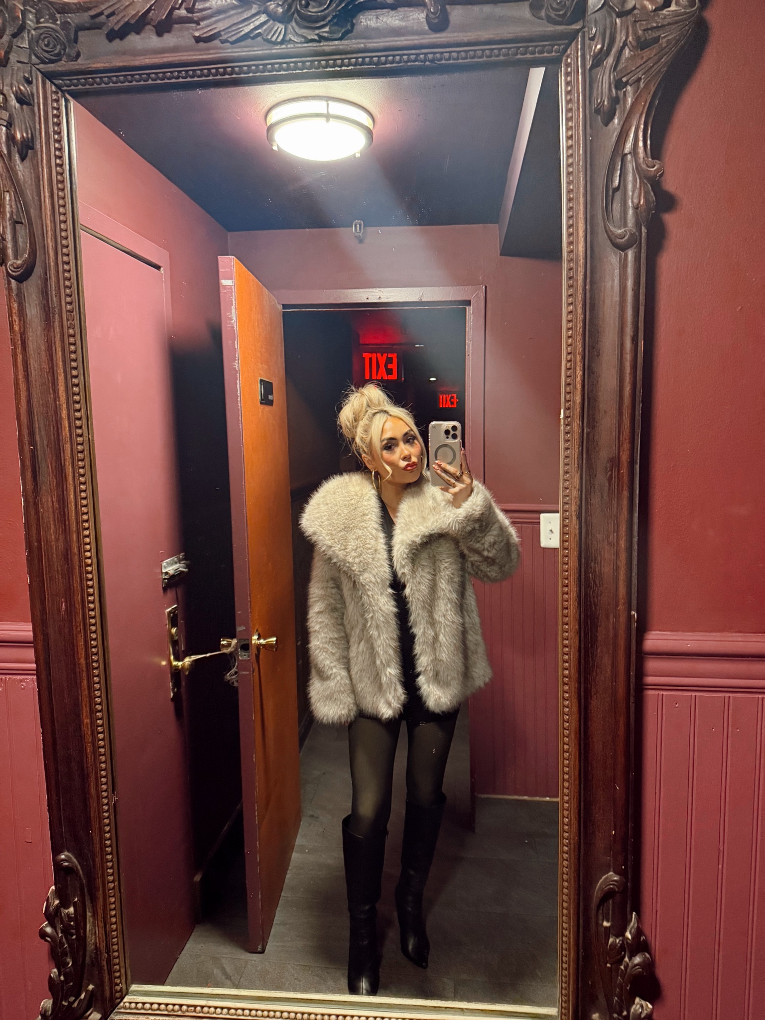 wearing a 2XS in the coat and dress! Obsessed with these thermal tights that look sheer 😍

#LTKTravel #LTKU #LTKStyleTip