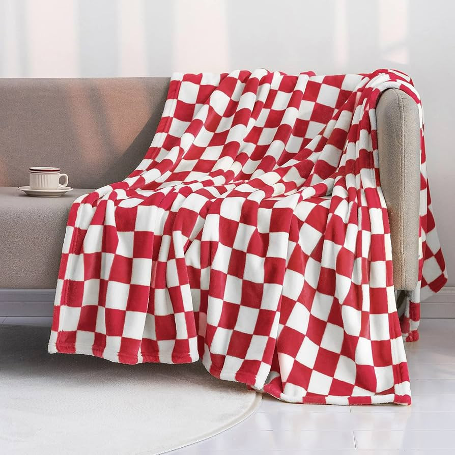 LOMAO Throw Blankets Flannel Blanket with Checkerboard Grid Pattern Soft Throw Blanket for Couch,... | Amazon (US)