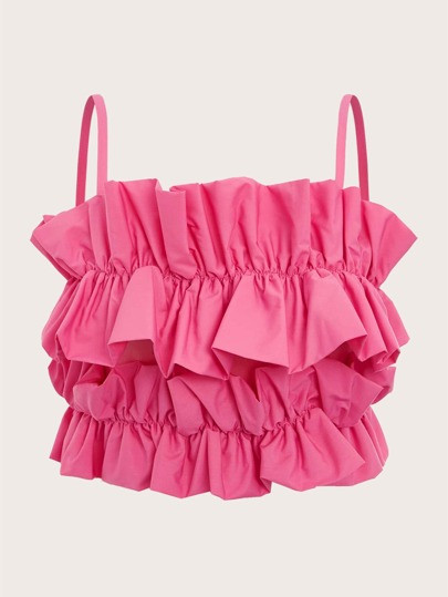 SHEIN Ruffle Trim Ruched Cami Top
   SKU: sw2205138878184742      
          (13 Reviews)
       ... | SHEIN