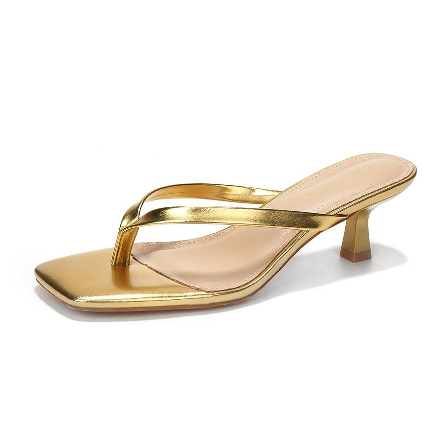 Women's Kitten Heels Sandals Square Open Toe Flip Flop Heels 1.8-2 Inch Heeled Sandals for Women | Amazon (US)