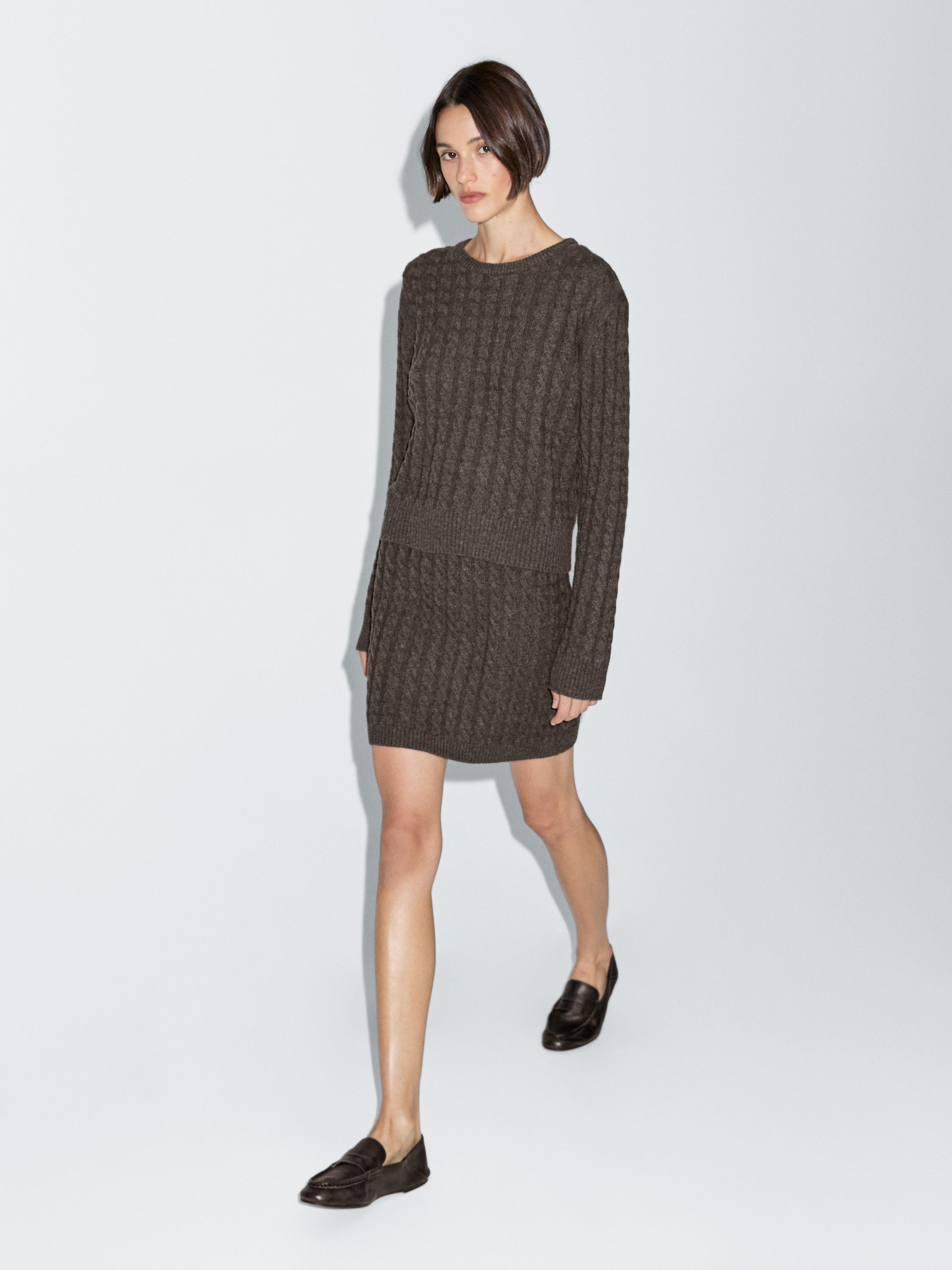 Wool blend cable-knit sweater | Massimo Dutti UK
