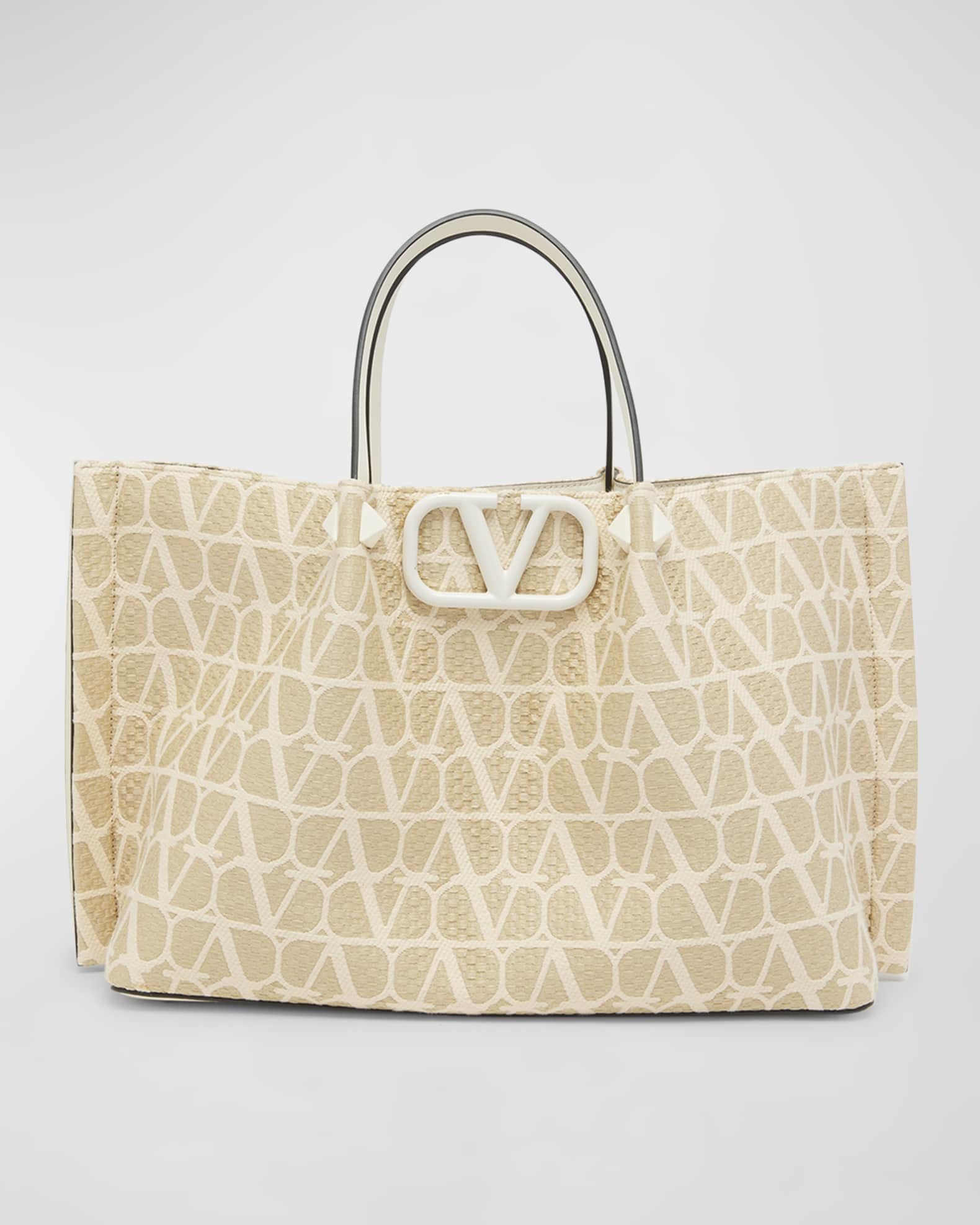 Medium VLOGO Iconographe Raffia Tote Bag | Neiman Marcus