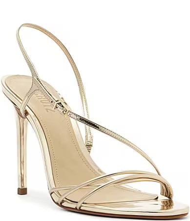 Schutz Inez Metallic Leather Dress Sandals - 7 | Dillard's