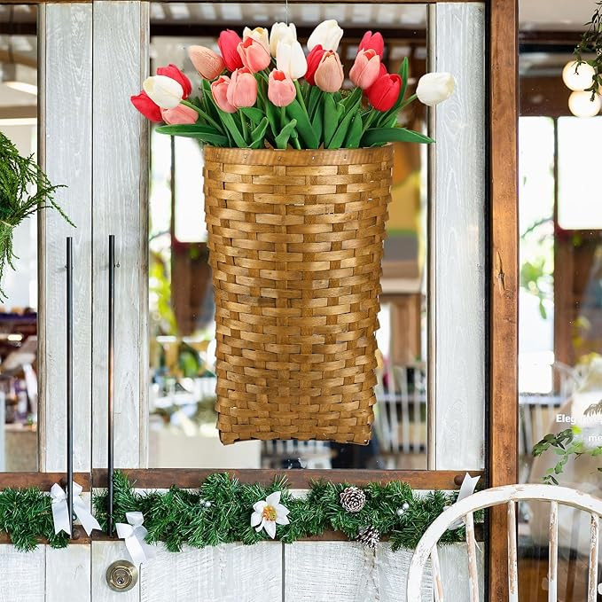 Domensi 15.5 x 10 x 7.5 Inch Front Door Basket Woven Hanging Basket Wall Hanging Basket Hanging S... | Amazon (US)