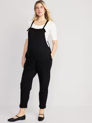 Maternity Knotted-Strap Fleece Overalls | Old Navy (US)