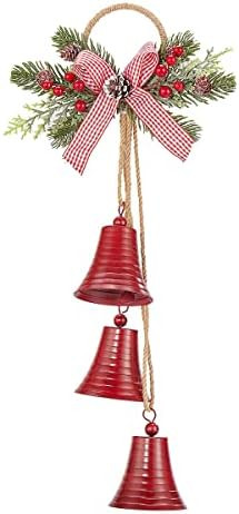 Emadgift Christmas Door Bell Hanger,Set of 3 Cow Bell Hangers,Wall Hanging White/Gold Bells Ornam... | Amazon (US)