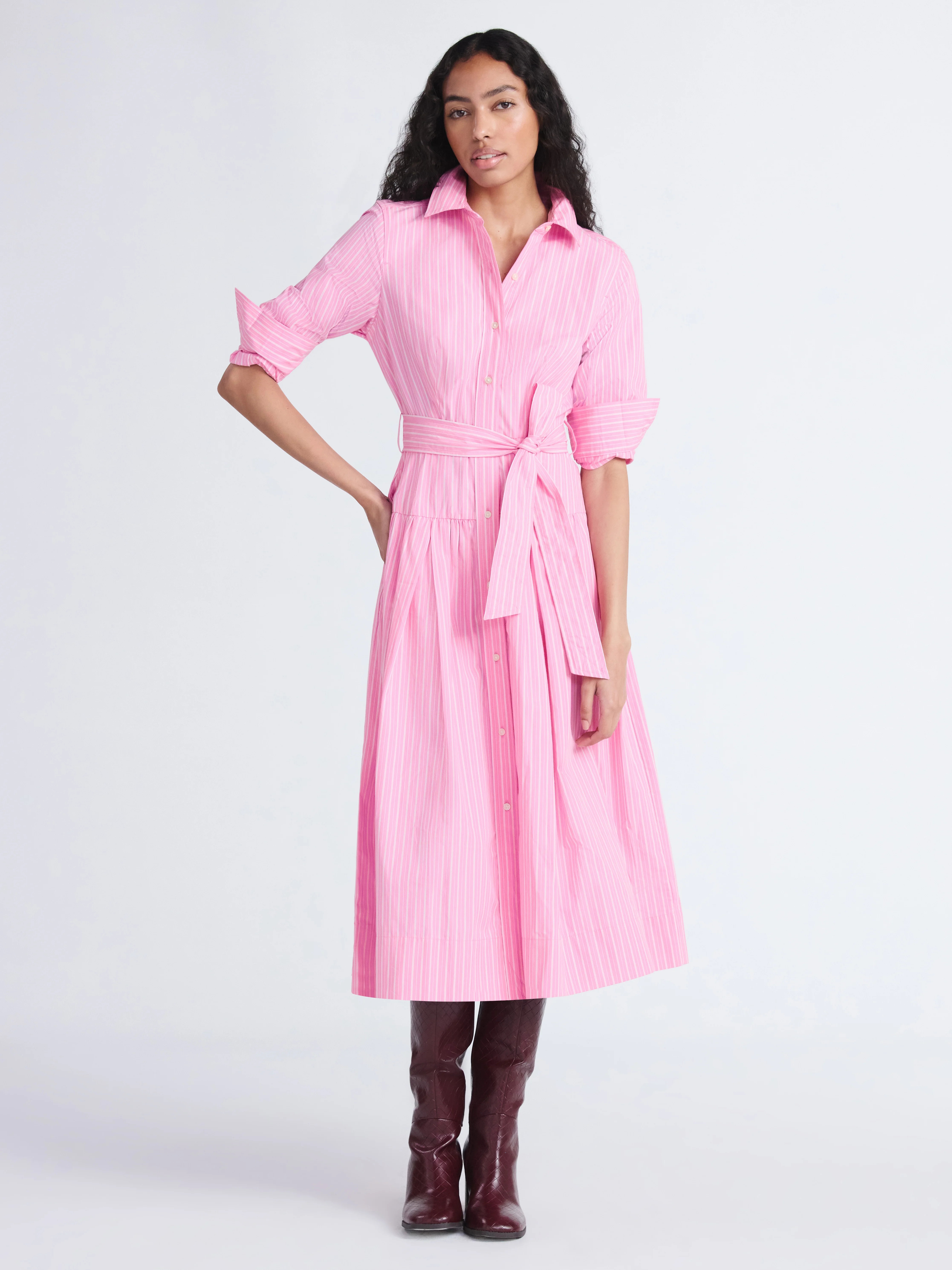 Free Assembly Women's and Women’s Plus Belted Cotton Maxi Shirtdress with Long Sleeves, Sizes X... | Walmart (US)