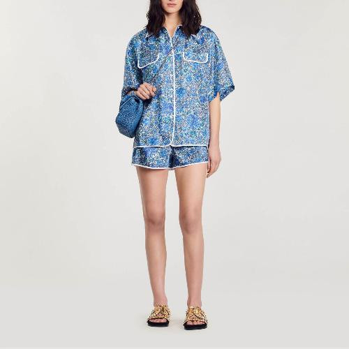 Oversize floral silk shirt | Sandro US | Sandro-Paris US