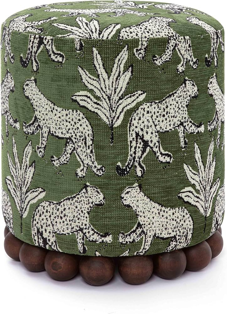 TOV Furniture Dex Olive Green Leopard Jacquard Ottoman | Amazon (US)